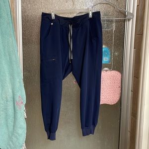 Navy blue figs Zamora jogger scrub pants; petite XL